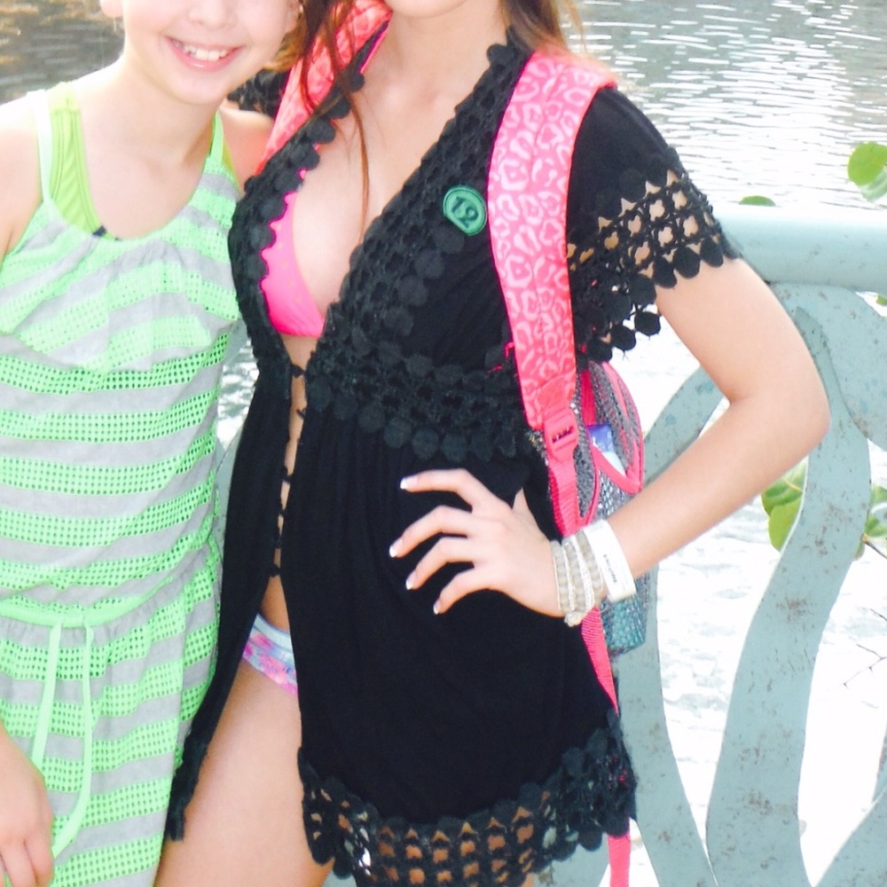 Black Boho Crochet Coverup
